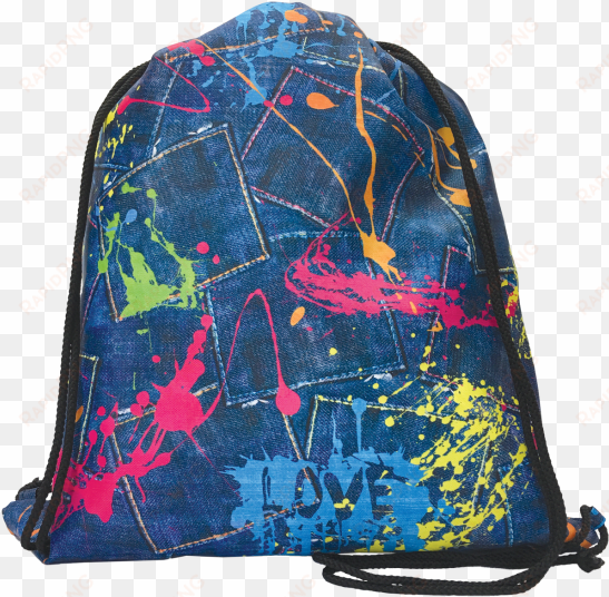 paint splatter denim drawstring bag - small backpack splatter paint