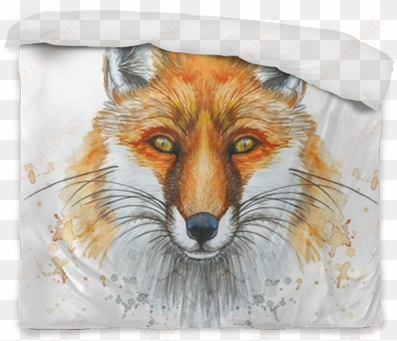 painted with a watercolor drawing of a red fox, the - raposa desenho