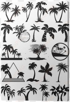 palm and coconut trees vector silhouette canvas print - small palm tree tattoo drawing