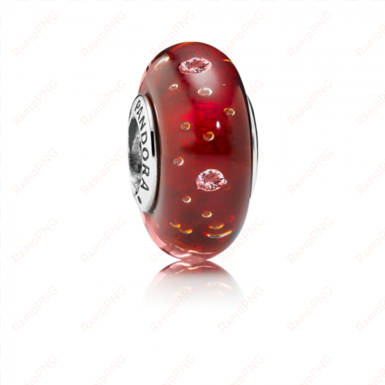 pandora red effervescence charm, murano glass clear - red effervescence murano glass charm - pandora