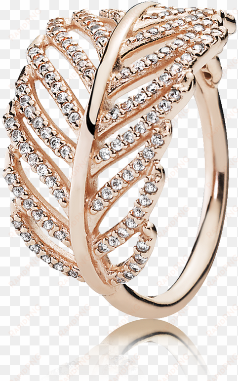 pandora rose gold feather ring