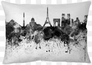 paris skyline in black watercolor throw pillow • pixers® - paris skyline watercolor