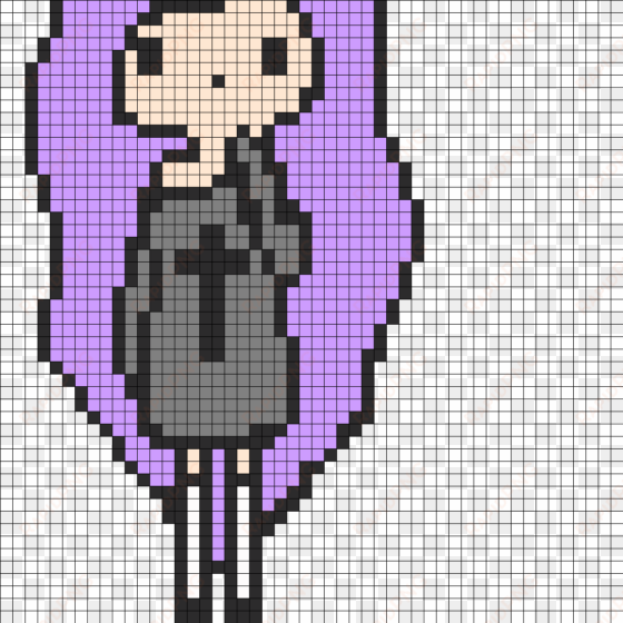 pastel goth tumblr girl part 1 perler bead pattern - pixel art girl base