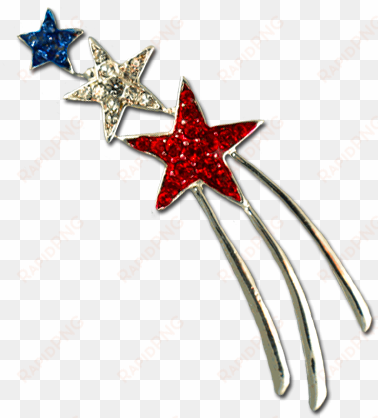 patriotic shooting star brooch/pin - red white blue shooting stars