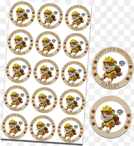 paw patrol rubble or (30x - paw patrol shaped value stickers (5)