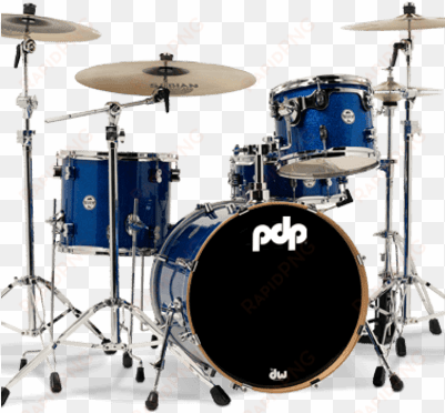 pdp concept series 4-piece maple drum set, blue sparkle - pacific pdp concept maple 3-piece shell pack w/ chrome