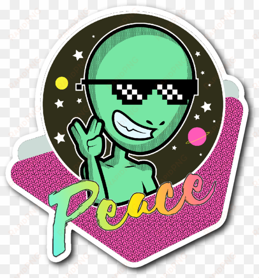 peace alien vinyl die cut sticker - notebook