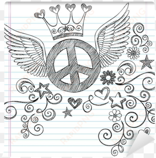 peace sign with wings and tiara crown vector wall mural - peace sign with wings tattoo