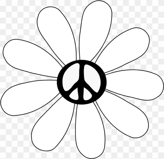 peace symbol peace sign flower 29 black white line - hippie art black and white