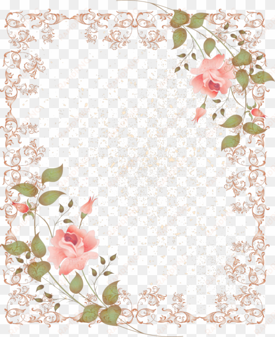 peach flower clipart rose frame - marco de flores vintage png