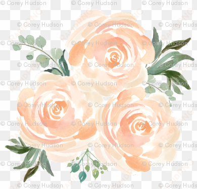 peach watercolor floral bunch - peach floral watercolor png