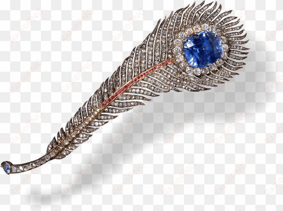 peacock feather rooch prosper morel circa 1870 gold - sapphire and diamond feather brooch