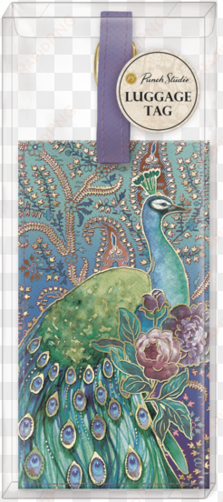 peacock paisley luggage tag - peafowl
