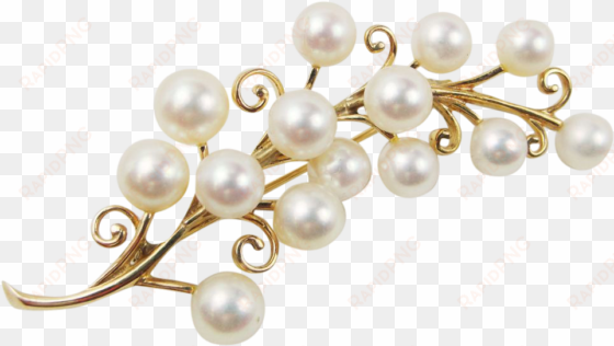 pearl brooch png - mikimoto 14k yellow gold akoya pearl flower sprig branch
