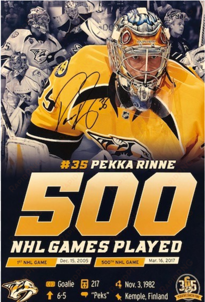 pekka rinne autographed poster - nashville predators