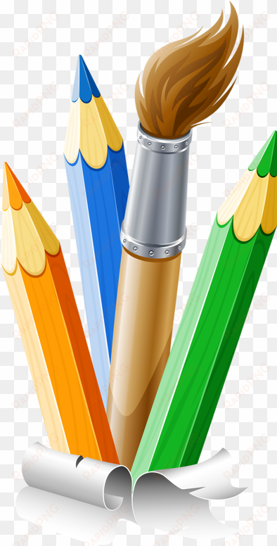 pencils and paint brush clip art school - paintbrush and pencil clip art