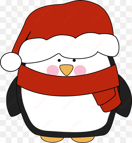penguin in a santa hat - easy christmas clip art