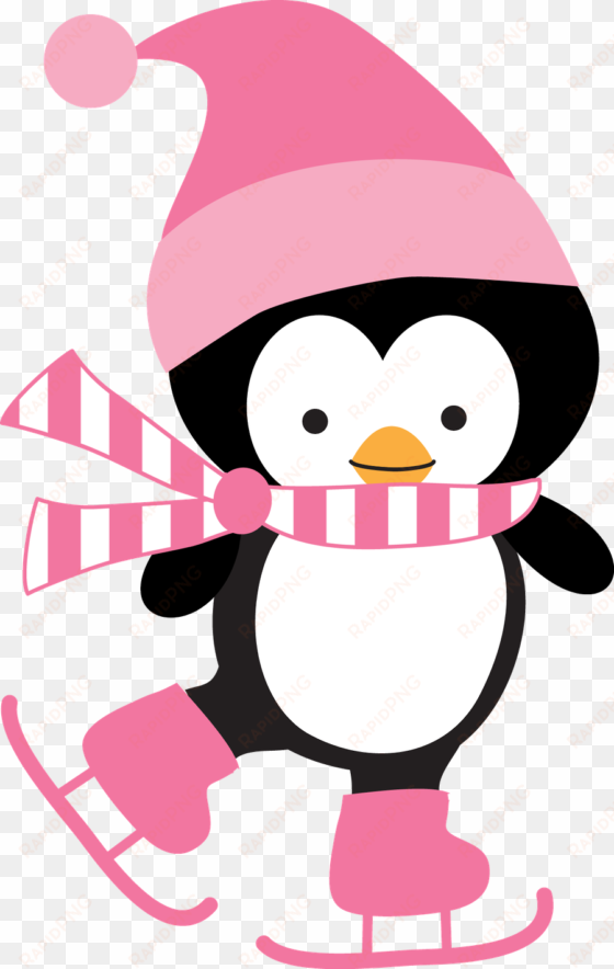 penguin vector christmas - penguin ice skating clipart
