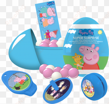 peppa pig super surprise plastic egg with candy, toy - 3 peppa pig plastic surprise eggs and 1 single figurine