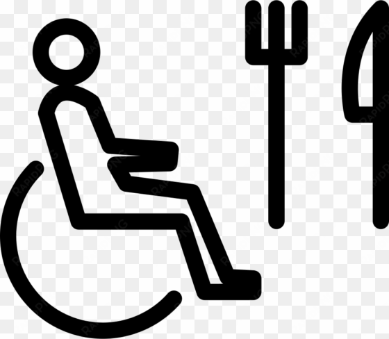 person on wheel chair outline with fork and knife comments - wheelchair