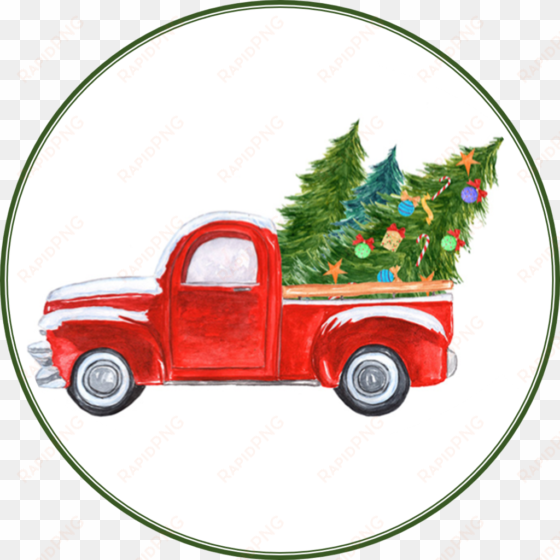 personalized christmas cookies - watercolor christmas truck png