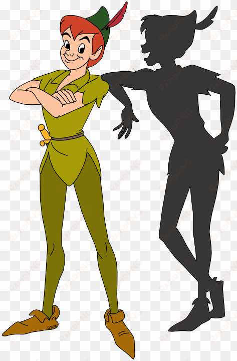 peter pan standing with his shadow - peter pan and shadow clipart