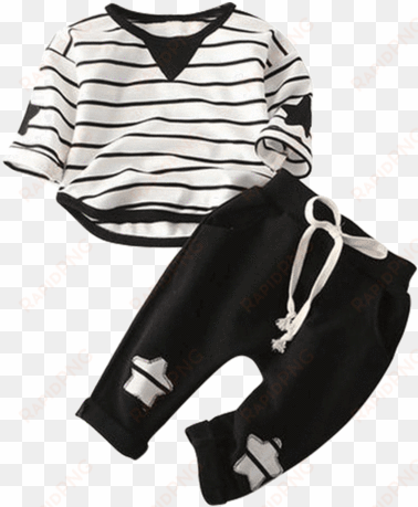 petite bello clothing set black / 2-3t stripe on my - casual girl boy cotton striped v-neck t-shirt tops