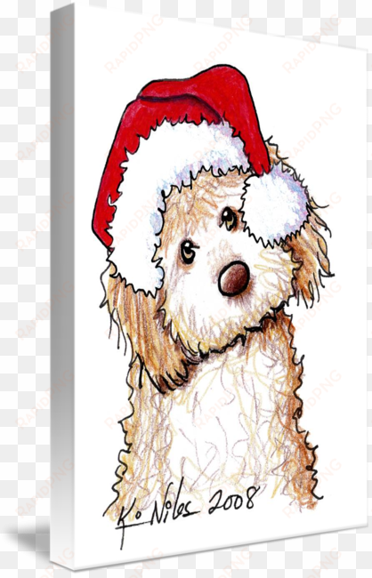 phantom doodle santa by kim niles - christmas dog drawing
