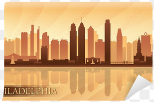 philadelphia city skyline detailed silhouette wall - vector graphics