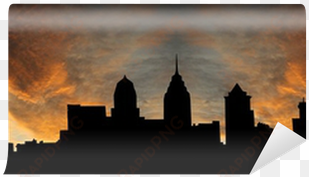 philadelphia skyline at sunset with beautiful sky illustration - philadelphia skyline silhouette