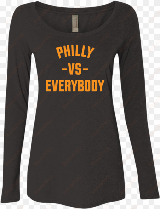 philly vs everybody hockey edition ladies' triblend - paw universe ladies' scoop neck long sleeve