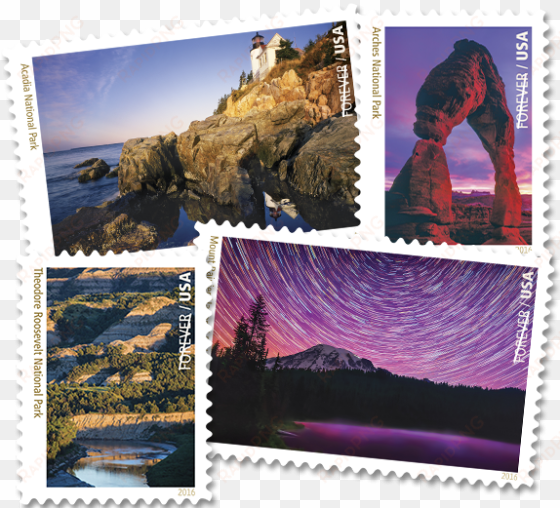 photo of national parks stamp - national parks usps forever stamps sheet of 16 postage