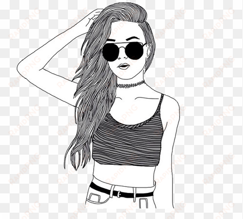 picture freeuse library bun drawing fancy - drawing of a girl with sunglasses