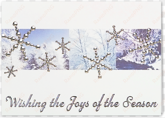 picture of silver snowflakes in forest greeting card - silver snowflakes in forest holiday greeting card quantity(50)