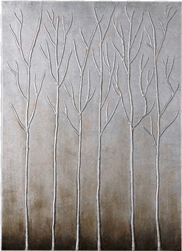 picture- sterling trees 36x50 - silver trees modern wall art | metallic bronze oil