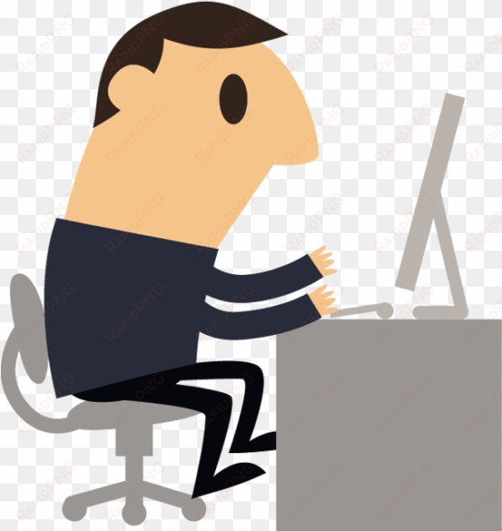 picture transparent stock businessman clipart computer - cartoon man at computer