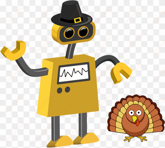 pilgrim bot and turkey - cartoon robot turkey