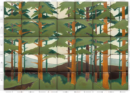 pine landscape mural, spring - painting