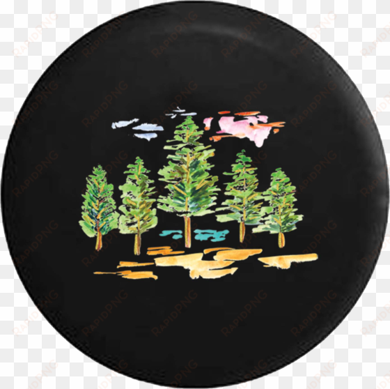 pine trees painted look jeep camper spare tire cover - christmas tree