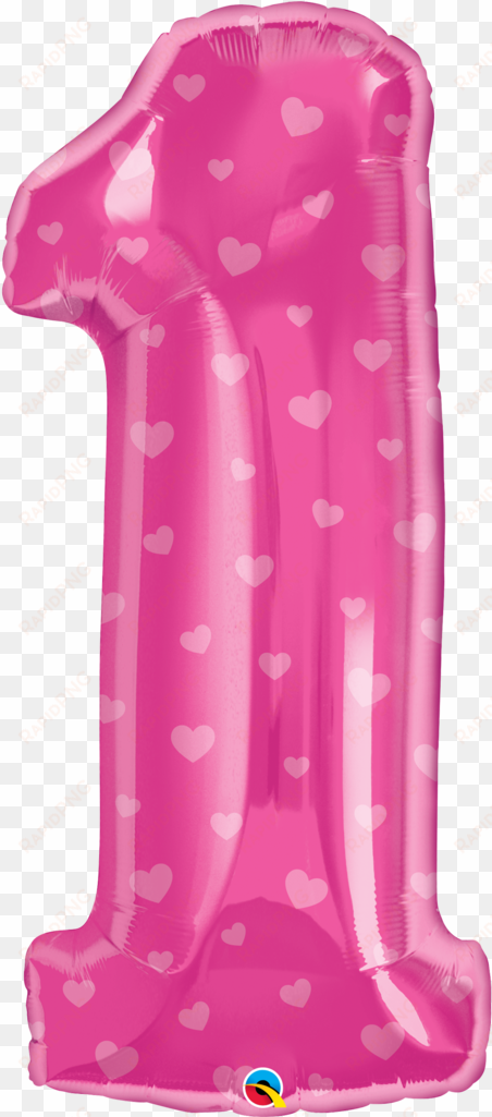 Pink 1 Hearts Super Shape Foil Balloon - Number 18 Pink Balloons transparent png image