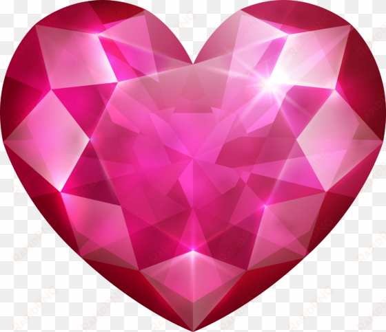 pink crystal heart png clip art image - blue diamond heart shape