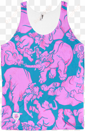 pink elephants unisex all over print tank top - t-shirt