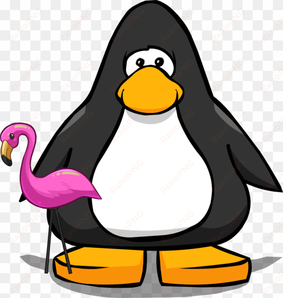 pink flamingo on a player card - penguin with a horn