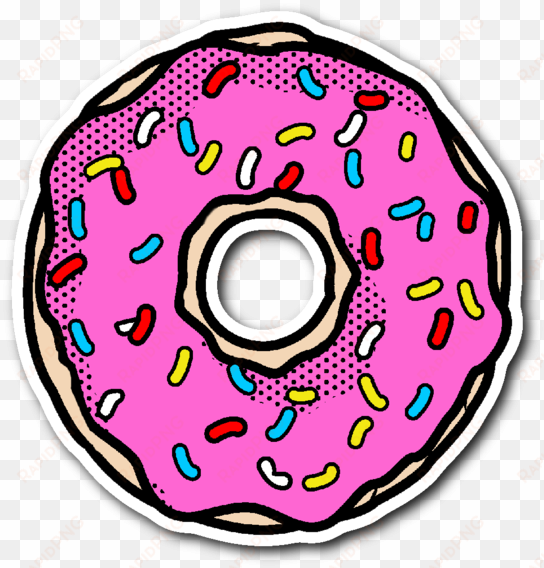 pink frosted donut with sprinkles vinyl die cut sticker - donut art