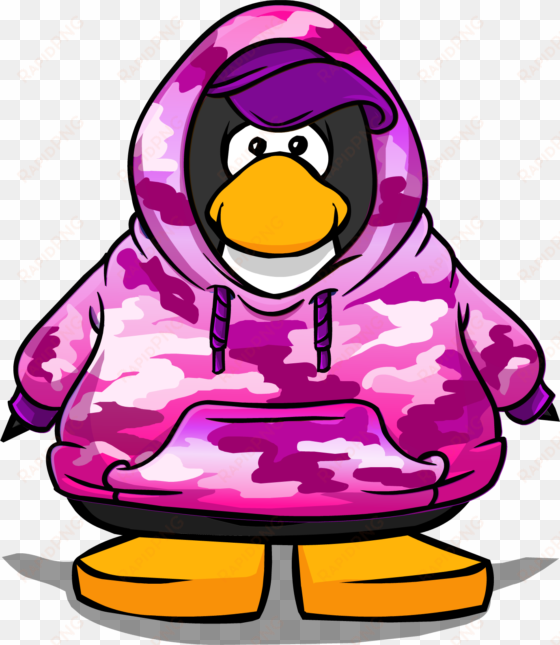 pink hip hop hoodie from a player card - penguin with hard hat