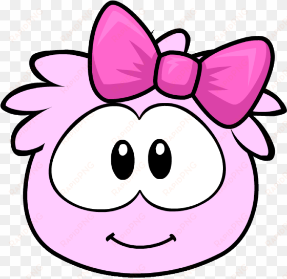 Pink Puffle With Pink Bow - Do Club Penguin Puffles transparent png image