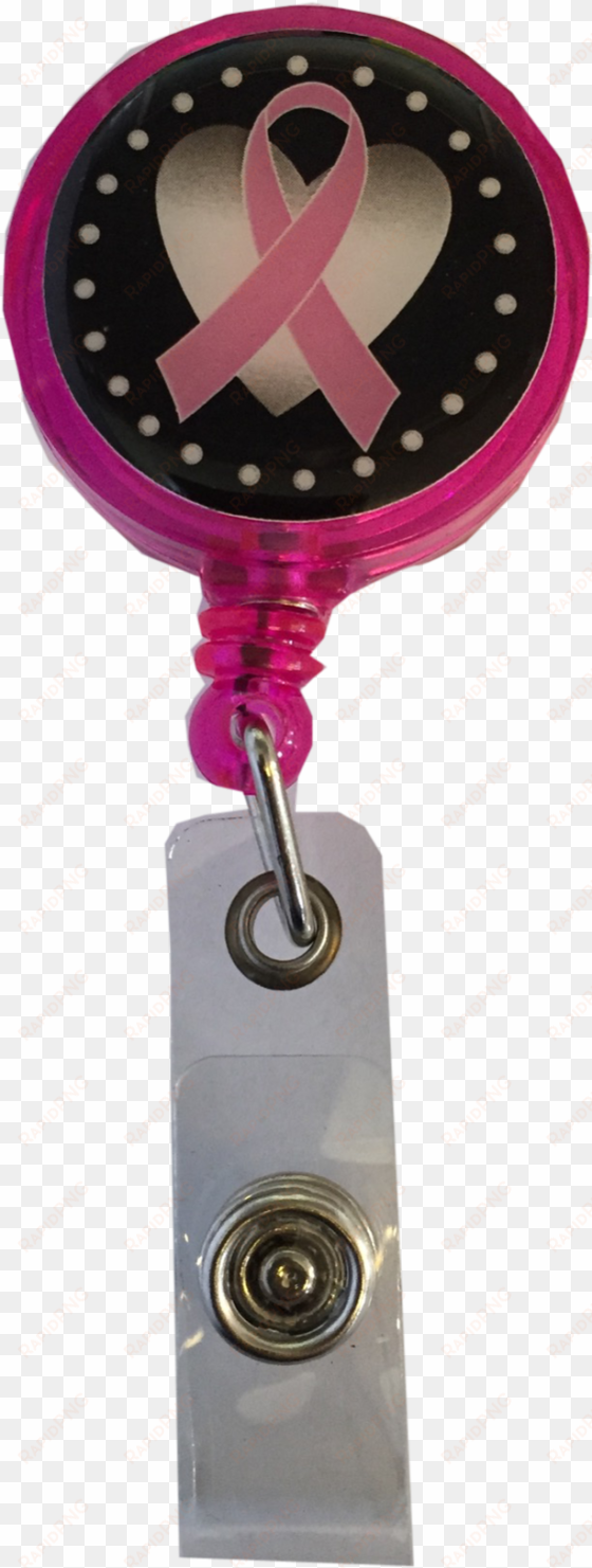 pink ribbon id badge holder