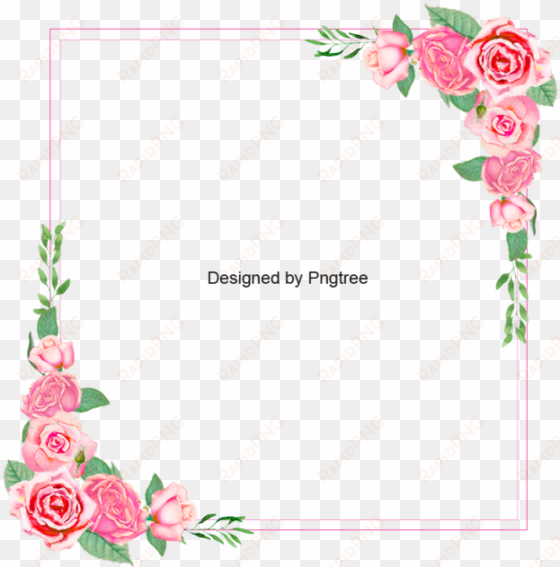 pink rose floral frame, flower border, rose border, - floral frame png