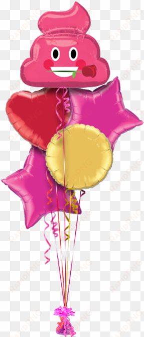 Pink Smiley Emoji Poop With Rose Birthday Balloon - Qualatex 36 Inch Star Plain Foil Balloon - Magenta transparent png image