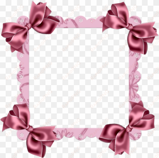 pink transparent frame with bow - sky blue flower border